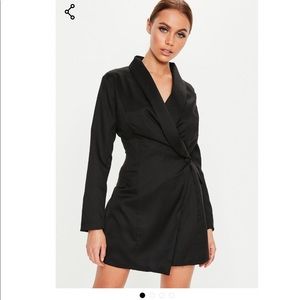 Misguided petite black asymmetric blazer dress